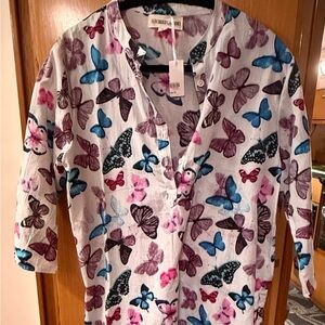 White and Blue Swim Coverup with Elegant Design